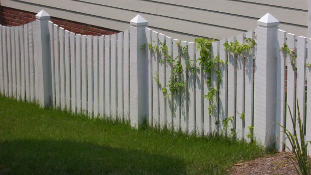 Scalloped picket with 8x8 dado posts Cary residential fence